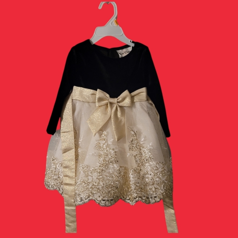 Black&gold baby girl elegant dress